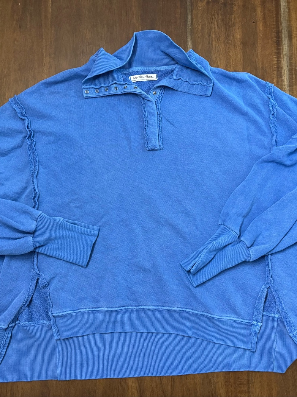 We The Free Vibrant Blue Snap Collar Pullover